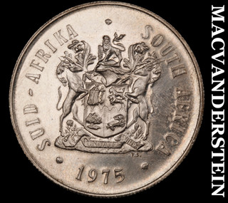 South Africa: 1975 Silver One Rand Choice Gem Brilliant Uncirculated #M1251