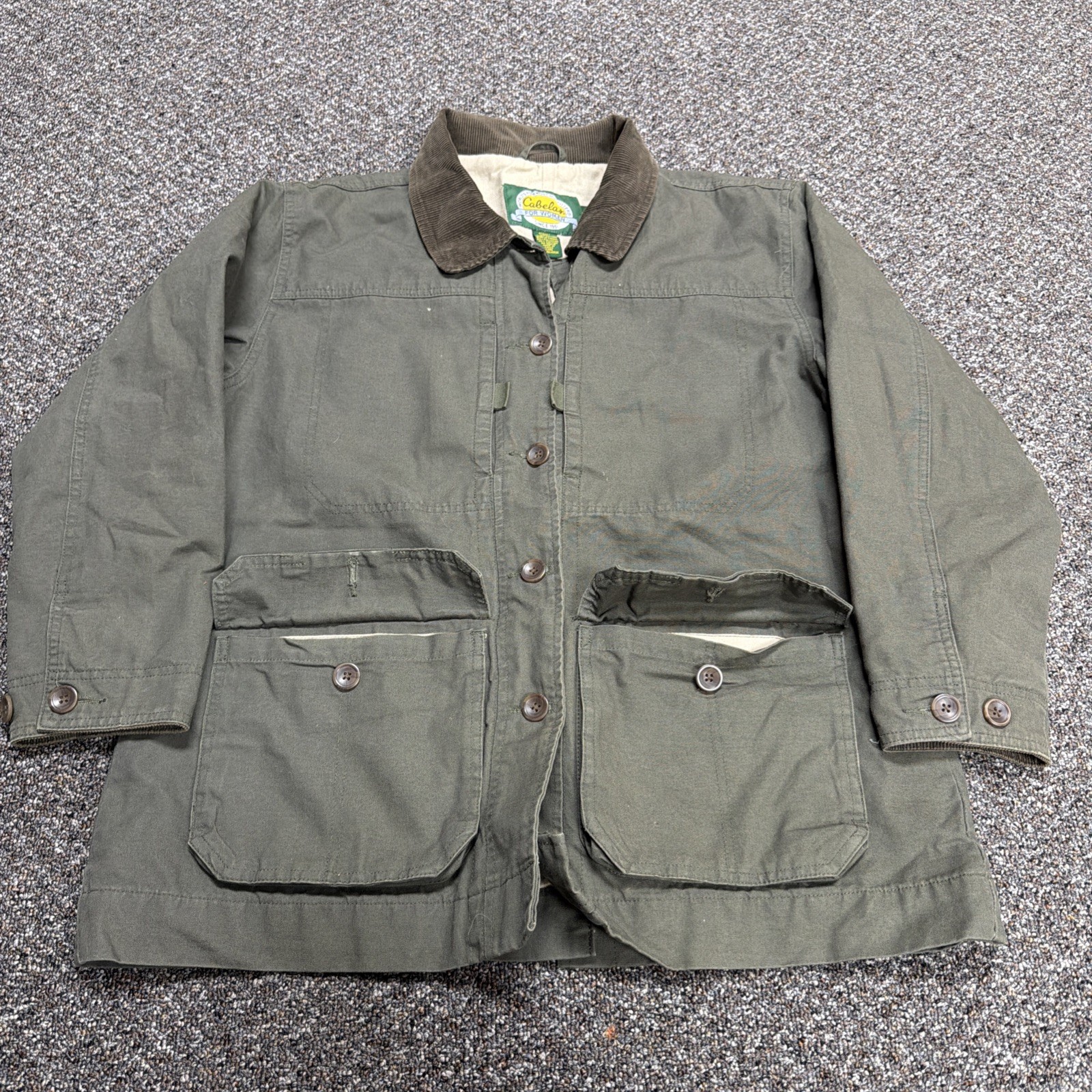 Vintage 1990s Cabelas Barn Chore Jacket Rare Green Canvas Button Down Size Xl