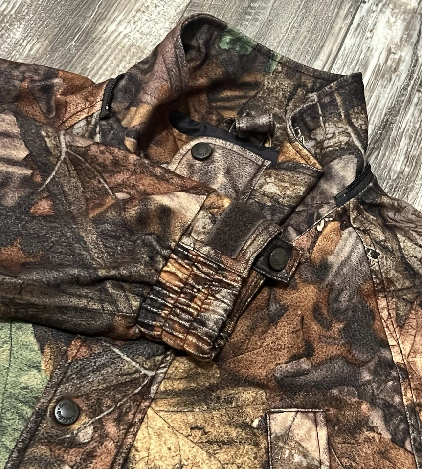 Cabelas Kids Large Camo Advantage Timber Hunting Full Zip Jacket Pockets - Image 4 of 4