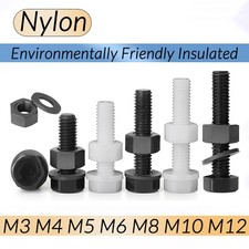 Metric Nylon Plastic Hex Head Fully Threaded Screw/Bolts Nuts & Washers Set