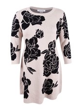 Calvin Klein Women's Floral-Print Fit & Flare Sweater Dress