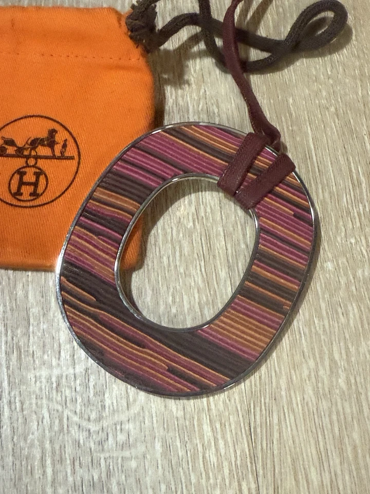 Hermes ожерелье осени Mauves винтажный EUC с тканевой сумкой ювелирных изделий дизайнер - Изображение 3 из 4