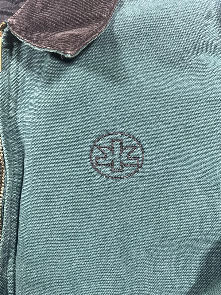 Chaqueta Tri-Montaña Para Hombres XL Verde Pana Cuello Acolchada Forrada Ropa de Trabajo Cremallera Foto 4 de 4