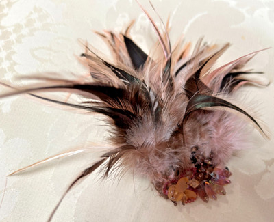 feather plumage millinery  clip hand made 1pc