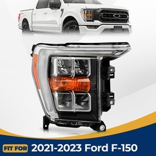 For 2021-2023 Ford F-150 LED Headlight Chrome Bezel w/o AFS Right Passenger Side