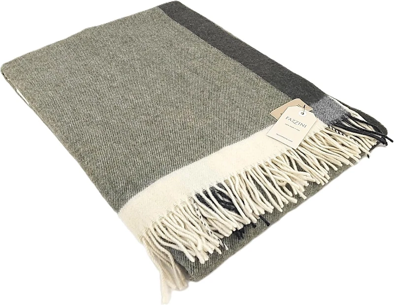 Coperta Plaid FAZZINI Cornici 100% LANA 130 x 170 cm Divano Letto Made in Italy