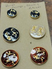 Vintage Set of 6 Gold Tone Amber Enamel Doubl...