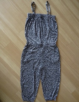 ARIZONA/Overall/Jumpsuit/Gr. 158/grau schwarz/Leopardenmuster/verstellbare Träge