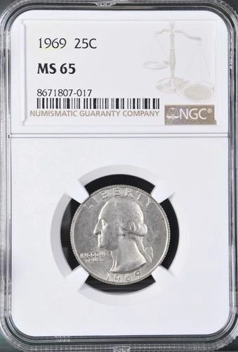 1969  25C Washington Quarter Dollar NGC MS65  8671807-017