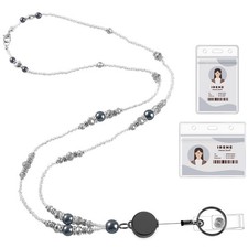 Teacher Lanyards for Id Badges and Keys, Beaded Badge Lanyard with Retractabl...