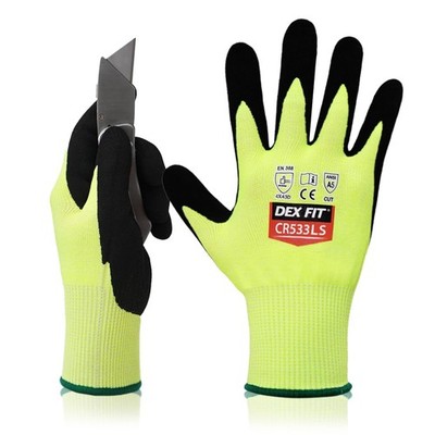 Level A5 Fiberglass Cut Resistant Gloves CR533LS, 3D Comfort Fit, No Itch, Fi...