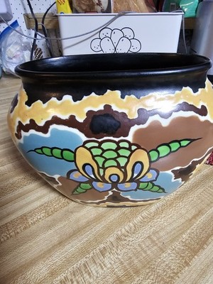 Vintage Czechoslovakia Art Pottery Planter Bowl Bird Design 6  EUC