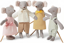 Mouse Toys for Kids, 4 PCS Hand Made Mouse Doll Set