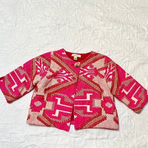 Pink Chicken Brocade Cropped Jacket Size 6/7 - Picture 2 of 10