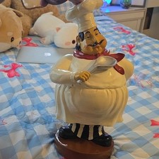 Ceramic Chef Figurine Holding Spoon w/ Mustac...