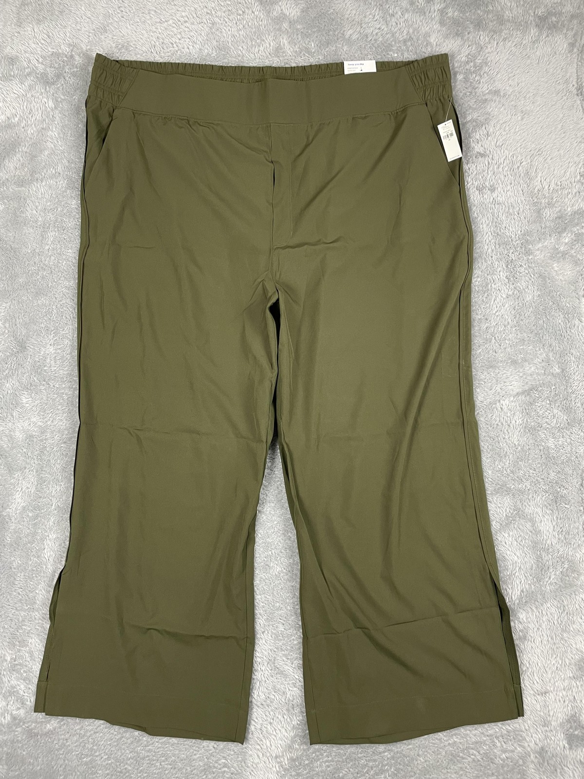 Old Navy StretchTech Pants Womens 4X Green High Rise Wide Leg Slits Quick Dry