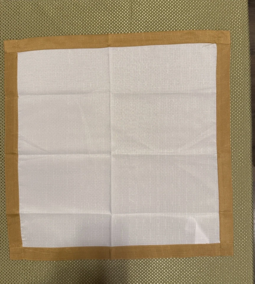 "8 servilletas Waterford cuadradas borde dorado blanco poliéster lino vacaciones de lujo 21""" Foto 2 de 3