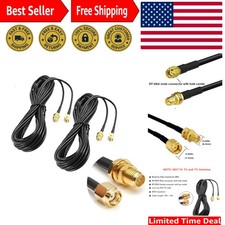 2Pack 33ft WiFi Antenna Extension Cable RP-SMA Male to Female Connector for W...