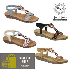 Ladies Beaded T-bar Low Wedge Cushioned Sandals Marrakesh by Jo & Joe