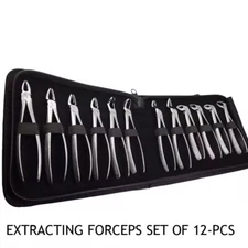 New Extracting Forceps Set of 12 Pcs Dental Extraction Forcep Kit for Dentist