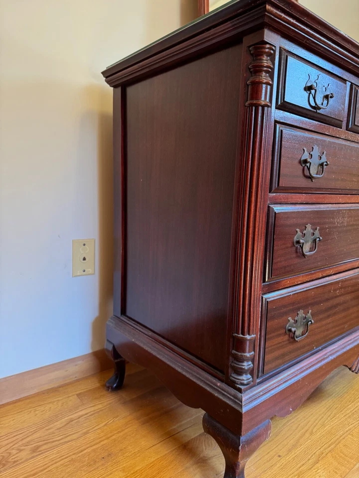 Juego de dormitorio doble Mahgony 1950 con tocador de oficina para hombre y damas con espejo Foto 4 de 4