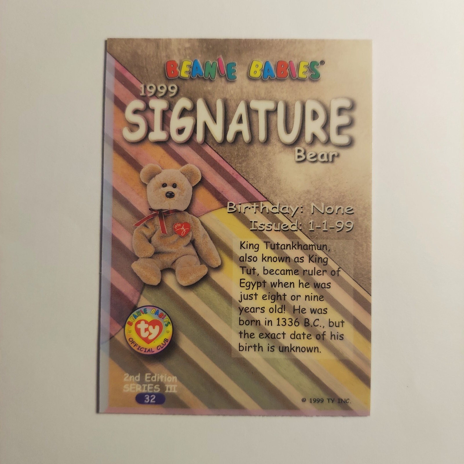 Ty Beanie Babies Signature Bear #4228 Trading Card 2nd Edition Series III 1999 - Picture 2 of 4