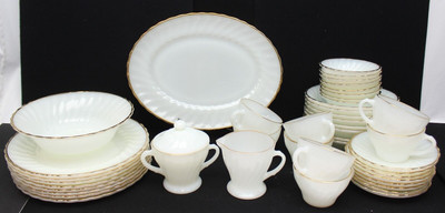 Vintage Anchor Hocking 45pce Fire-King Golden Shell Dinnerware Set USA NOS (PH)