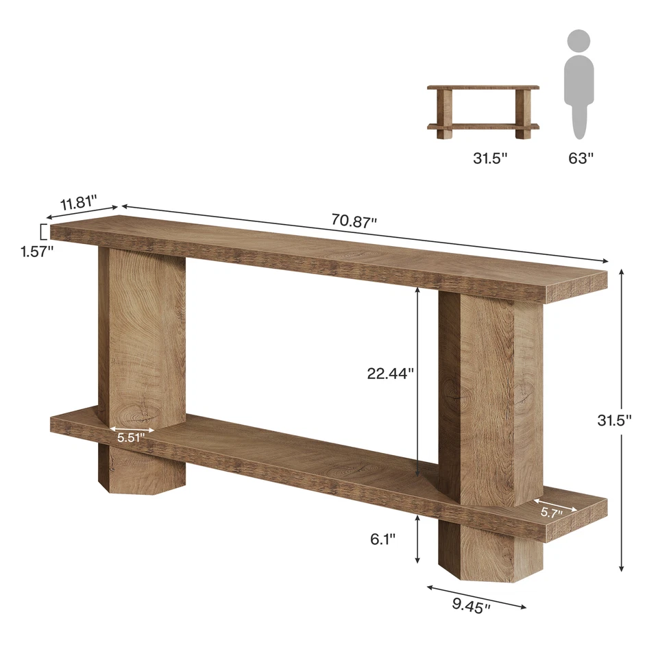 Mesa console Tribesigns 71" mesa de entrada mesa longa sofá mesa atrás mesa sofá - Imagem 2 de 4