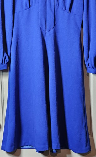 VTG 70'S Handmade Polyester Dress 40" Chest Royal Blue L/S Witchcore Career - Picture 7 of 23