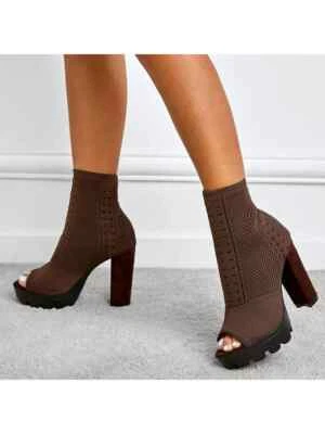 Bottines Été Femme 11,5 Cm Perforées Marron En Cuir Synthétique 11851 - Photo 1/4