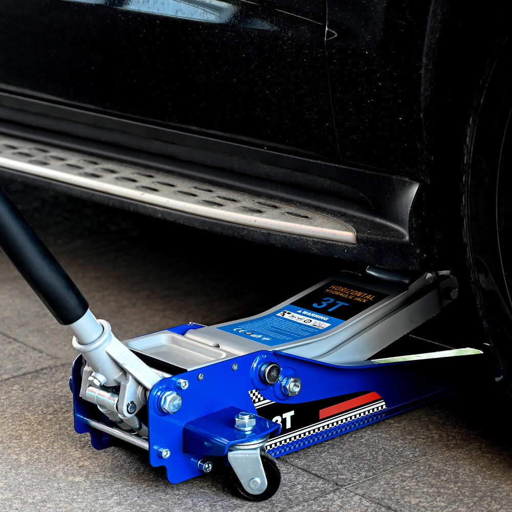 Low-Position Steel Vehicle Floor-mounted Hydraulic Jack with Dual-piston 3-Ton