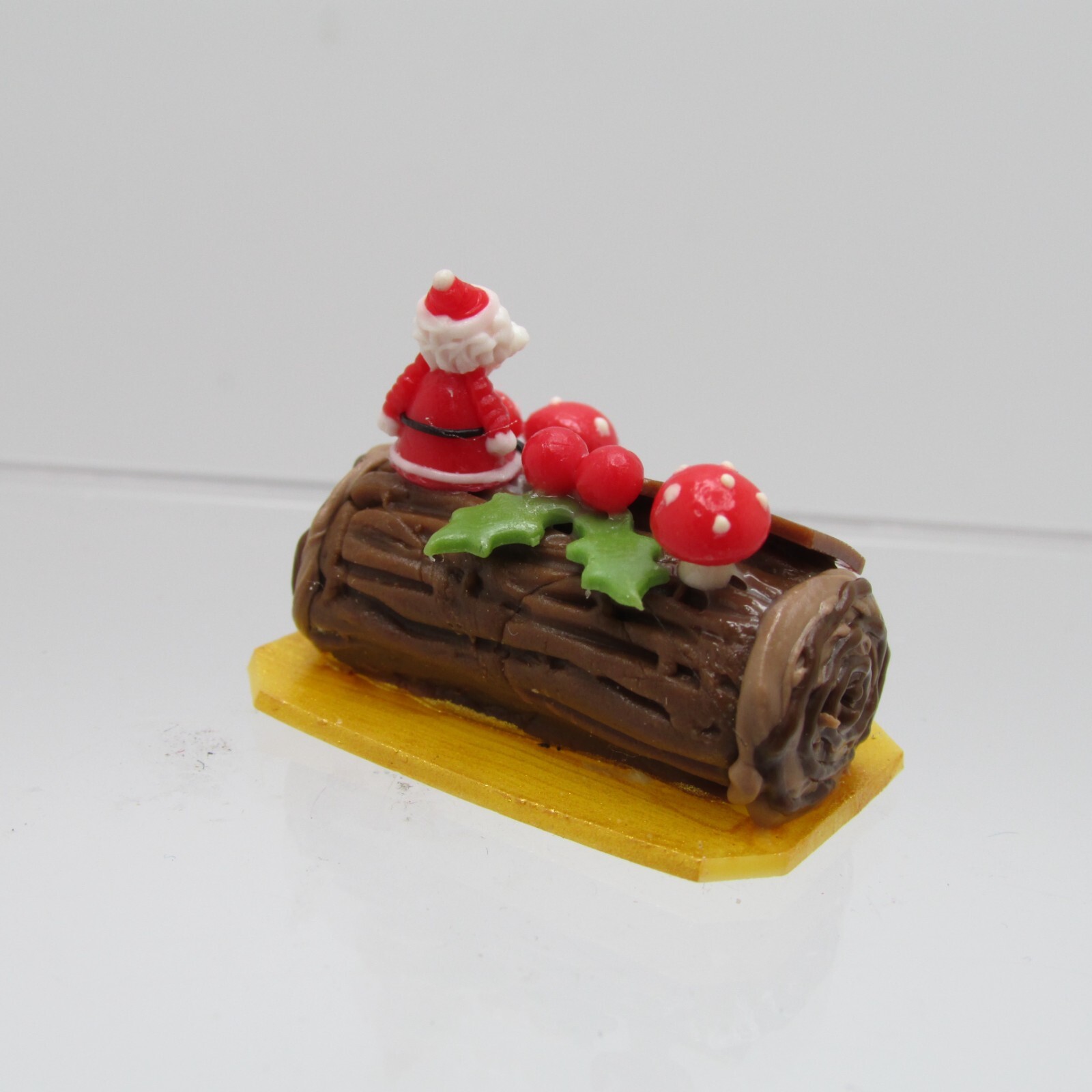 Dollhouse Miniature Christmas Holiday Yule Log Cake with Santa G6252 eBay