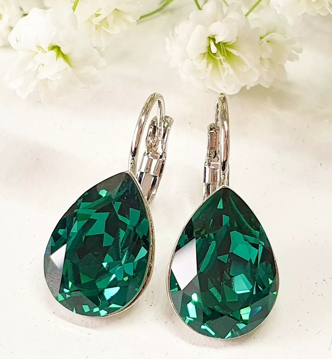 Sparkle heart earrings - Swarovski crystal hearts in emerald green – CYC  Jewelry