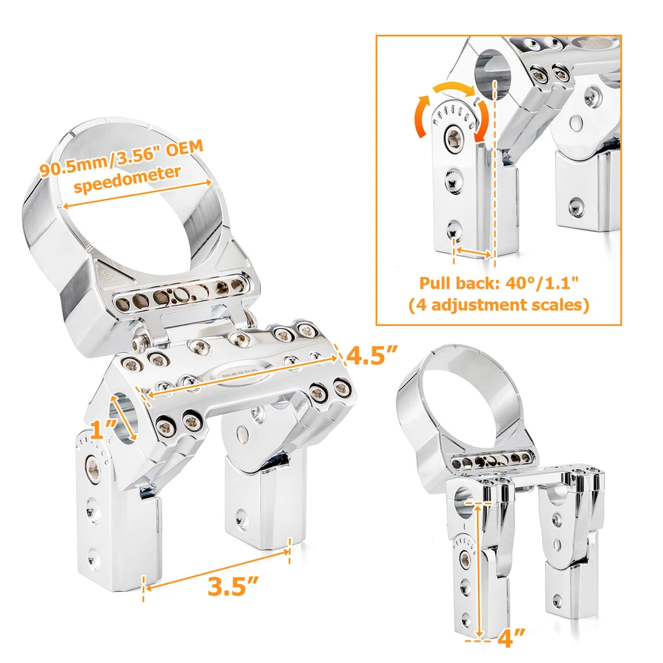 Abrazadera elevadora ajustable Pullblack de 4" + calibre único para Harley Sportster 883 Dyna Foto 2 de 4
