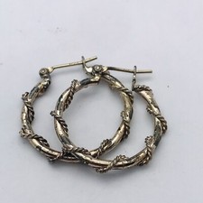 EARLY MID CENTURY MARKED NAPIER TWIST ROPE HOOP WOMENS FINE EARRINGS