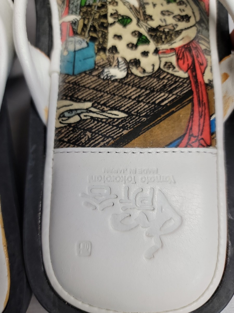 Authentic Japanese Yamato Tokorotani  ARTSY Leather White Sandals 11"  EUC! View 4