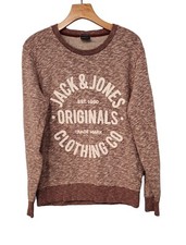 JACK  JONES Sweatshirt Red Heathered Soft Activewear Crew Neck Unisex Medium