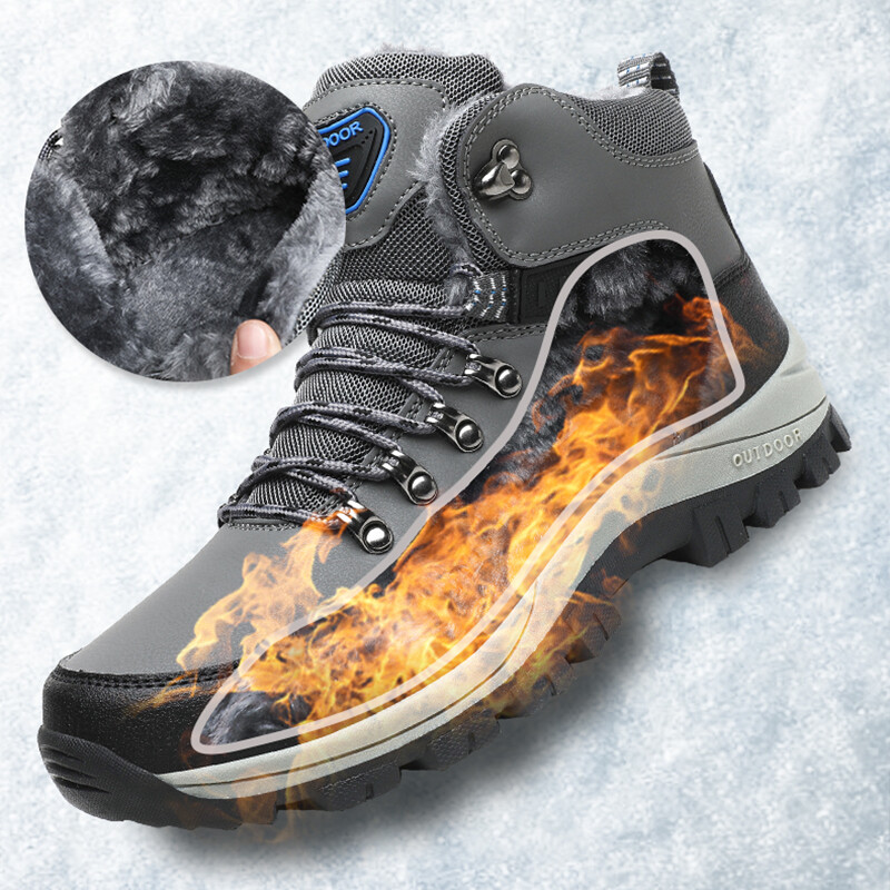 Leather Men Boots Winter With Fur Super Warm Snow Boots Men Winter Casual