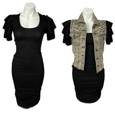 Vestido Urban Rose Mujer Pequeño Lote Bling Chaleco Volantes Negro Caqui Rocker Oficina