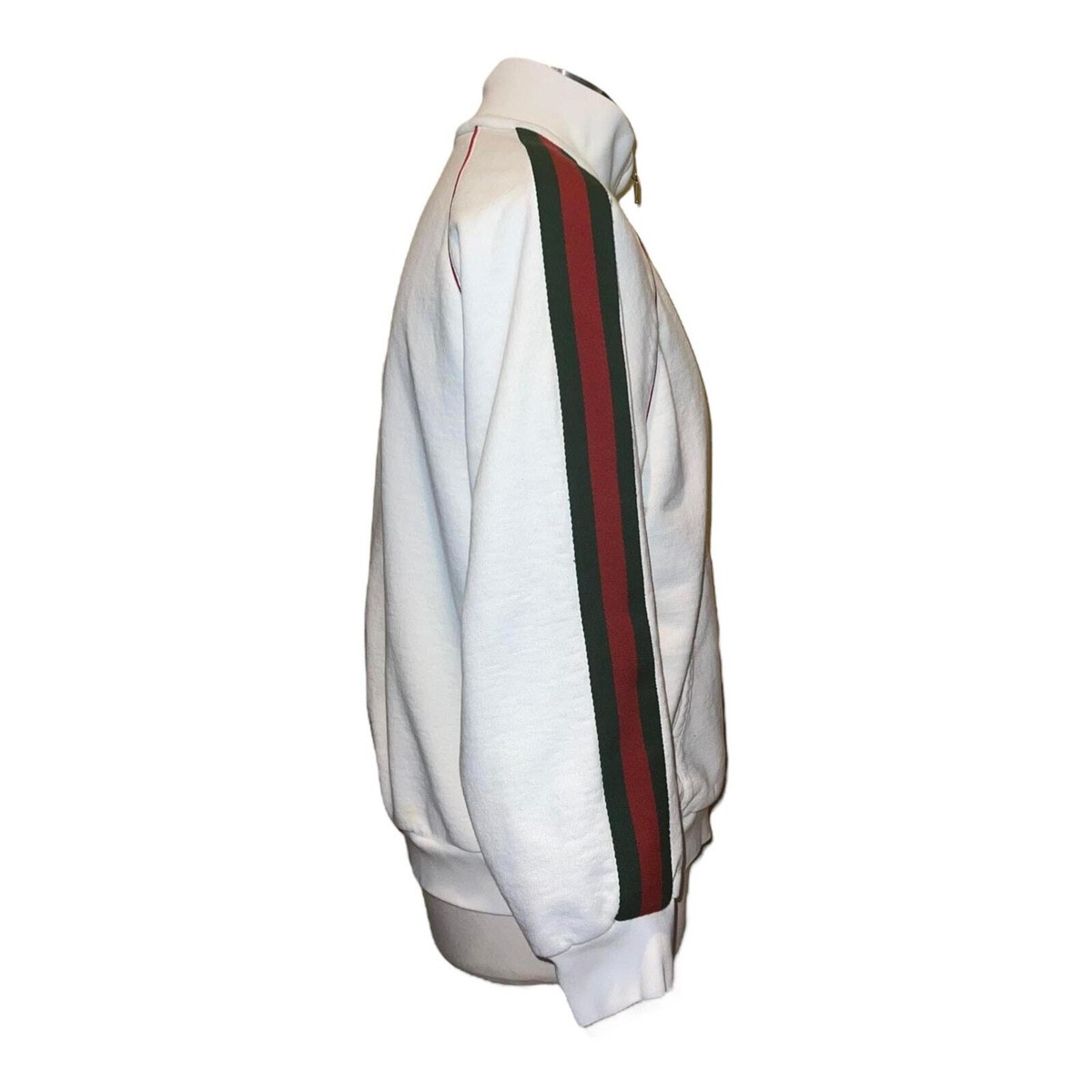 Gucci Jersey Zip-Up Sweatshirt Jacket With Green Red Web Stripe 