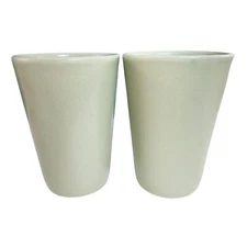 2 Forlife Green Ceramic Drinking Glasses Cups Sage Seafoam Stoneware Feel Look