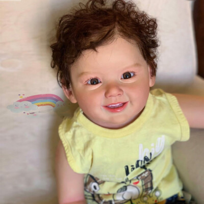 Finished Reborn Baby Doll 28'' Toddler Cute Boy Short Curly Hair Cloth Body Gift
