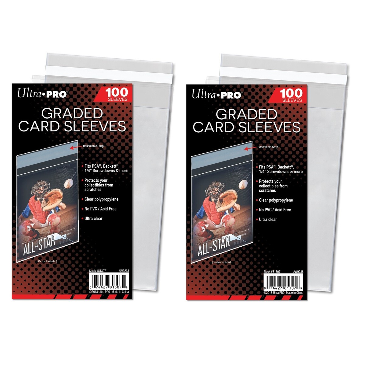 Graded Card Sleeves 200 Ultra Pro - Resealable PSA/Beckett Slab Bags For  Trading Card Protection