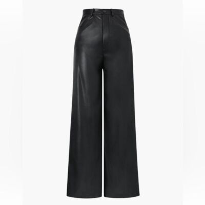 Micas High Waisted Faux Leather Wide Leg Pants Size Large RefHHH