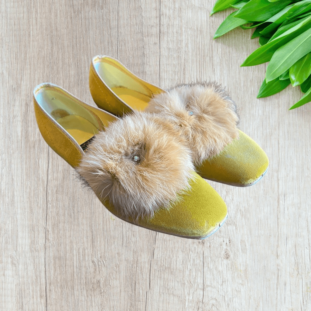 PANTOFOLA D’ORO Pantofole da camera da letto Wellco in pelliccia di velluto dorato taglia 7