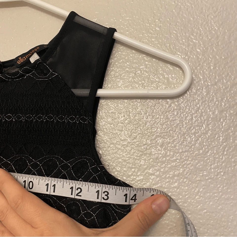 Ella Moss Vestido Formal Niñas Vacaciones Negro Dorado Encaje Línea A-10 Foto 4 de 4