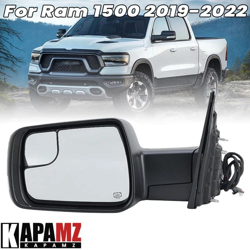 Mirror For Ram 1500 2019-2022 Left Driver Heated Power Fold Signal Lamp Textured