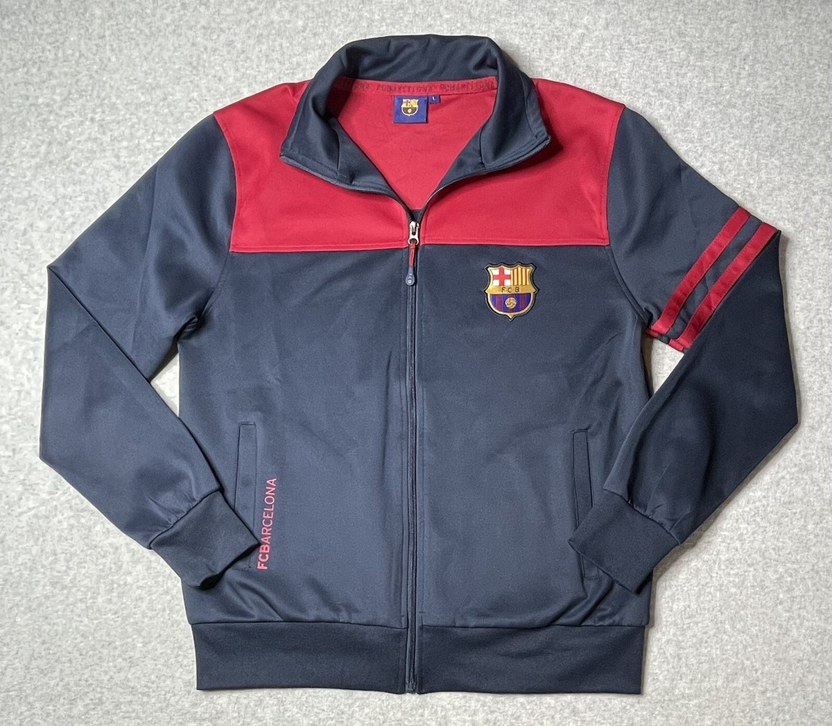 Rogers FCB Barcelona Soccer Blue Full Zip Jacket Mens Size Large