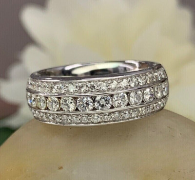 2Ct Round VVS1 Moissanite Half Eternity Wedding Band Ring 14K White ...