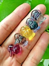 5pcs Natural fluorite carved Mini Yellow Duck crystal reiki healing Gifts